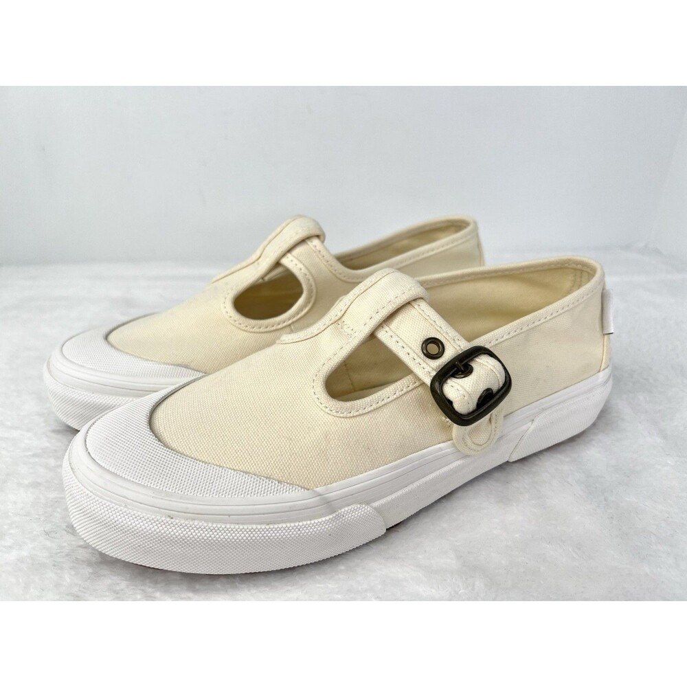 Vans Style 93 Mary Jane Canvas Buckle Shoes Cream Off White Womens Size 7.5 New